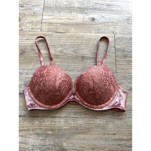Victoria’s Secret Very Sexy Push Up Bra 34B Pink Shimmery Lace NWOT